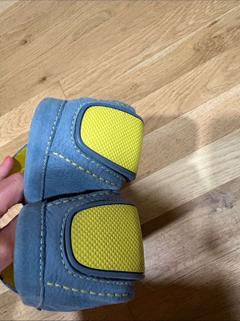 Cole Haan Blue Suede Loafers with Yellow Interior - Picture 3 of 4